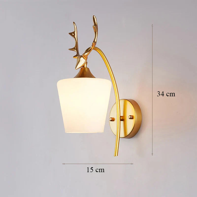 DecorBites™ Glass Shade Gold Wall Lamp for Bedroom Loft Design, Up Down Iron LED Wall Lights
