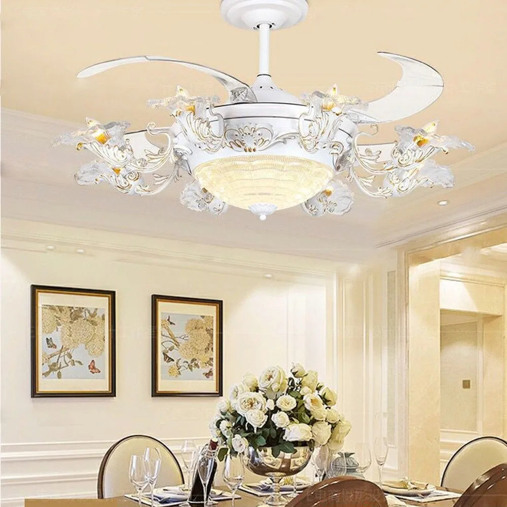 DecorBites™ Golden Retro Ceiling Fan Light with Remote Control and 8 Lights