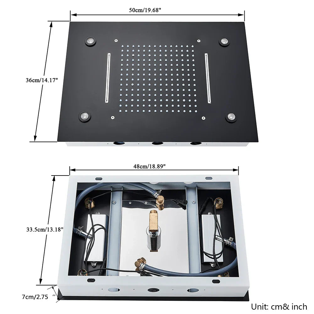 DecorBites™ LED Rainfall Shower Head Ceiling Mount Large Size for Bathroom Shower
