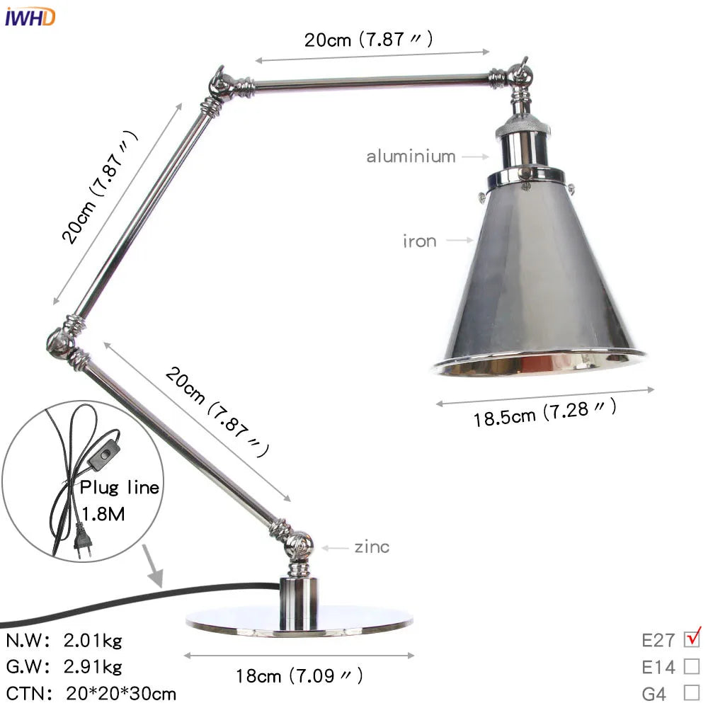 DecorBites™ Industrial LED Table Lamp For Home Decor - US/EU Plug Switch, Loft Style