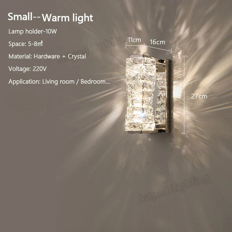 DecorBites™ Crystal Wall Lamp: Modern LED Bedside Light for Bedroom, Living Room, Stairs & Home Decor