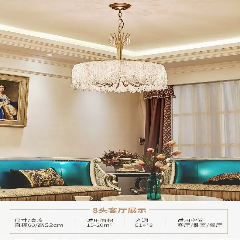 DecorBites™ Crystal Chandelier: Modern Clear Glass Pendant Lamp for Villa Hall and Bedroom