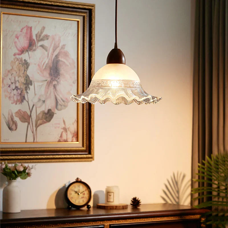 DecorBites™ Glass Wood LED Pendant Lights: Modern Nordic Style Hanging Lamp for Bedroom and Balcony