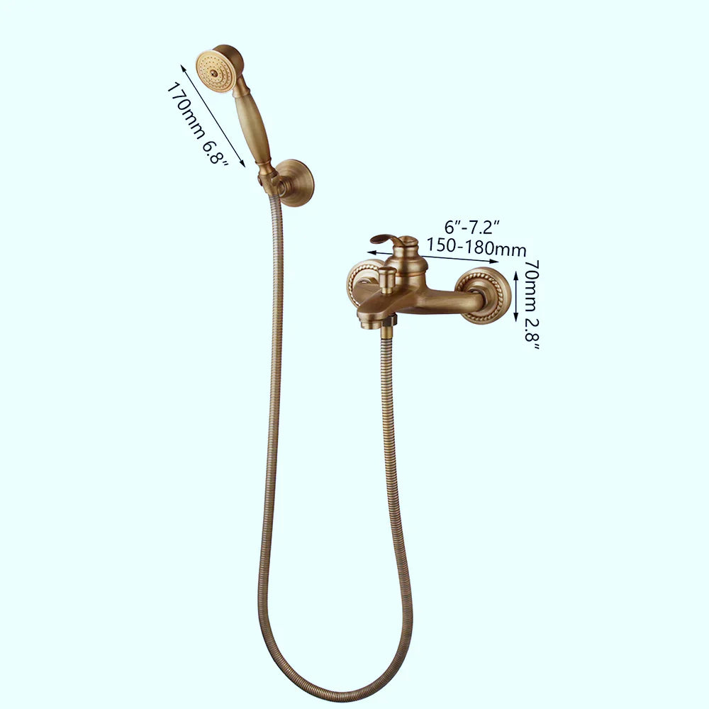 مجموعة صنبور دش مثبتة على الحائط من DecorBites™ مصنوعة من النحاس العتيق مع رأس دش يدوي