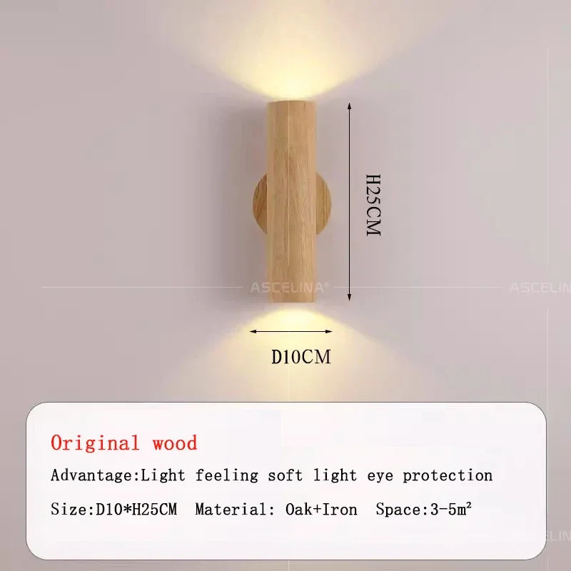 Lámpara de pared LED DecorBites™ de madera: Aplique de estilo nórdico en nogal para dormitorio, estudio y sala de estar