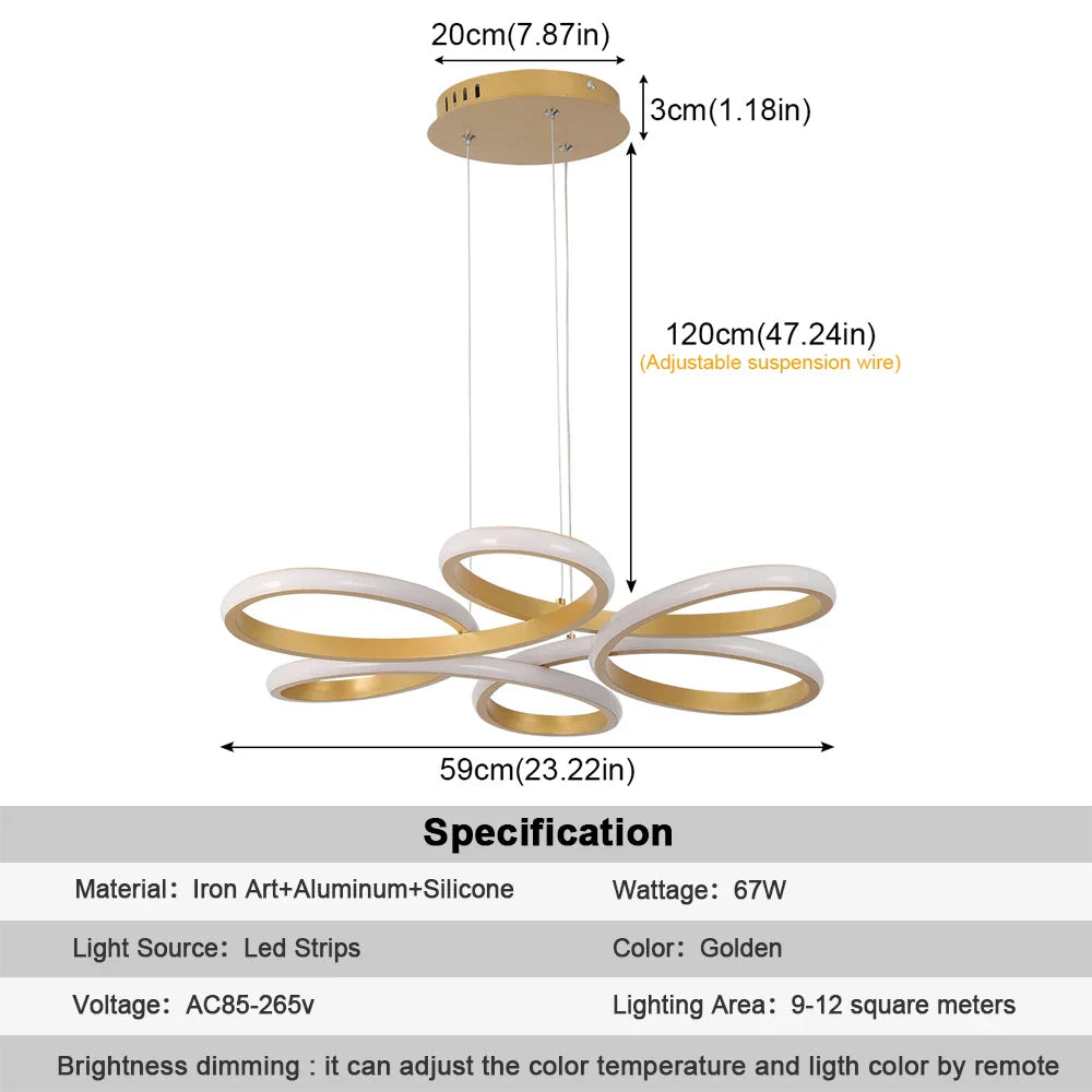 DecorBites™ Gold Flower Acrylic Pendant Chandelier - Modern LED Ceiling Light