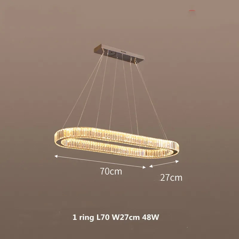 ثريا كريستال DecorBites™ معلقة بمصابيح LED قابلة للتعتيم، مصباح بيضاوي لامع معلق