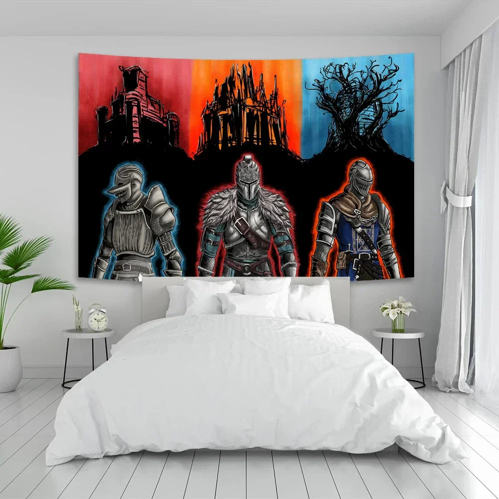 DecorBites™ Dark Souls 3 Tapestry: Gamer Room Decor Psychedelic Background.