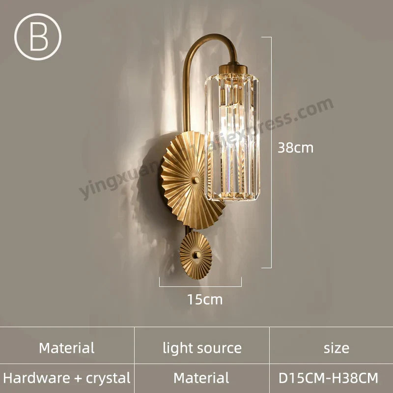 Aplique de pared de cristal DecorBites™: Aplique minimalista tipo loft para mesilla de noche o sala de estar