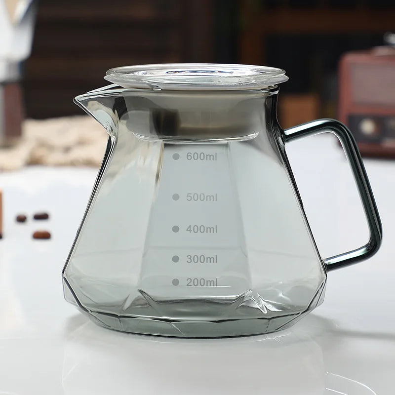 Decorbites™ Glas-Kaffeekanne Oktaedrischer Topf für Tee/Kaffee, 400/600 ml Wiederverwendbares Kaffeegeschirr