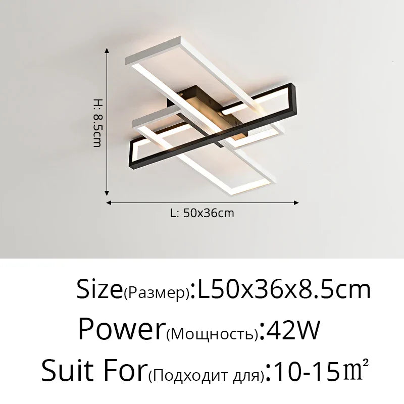 DecorBites™ LED Rectangular Chandelier Art Ceiling Light for Living Room Bedroom