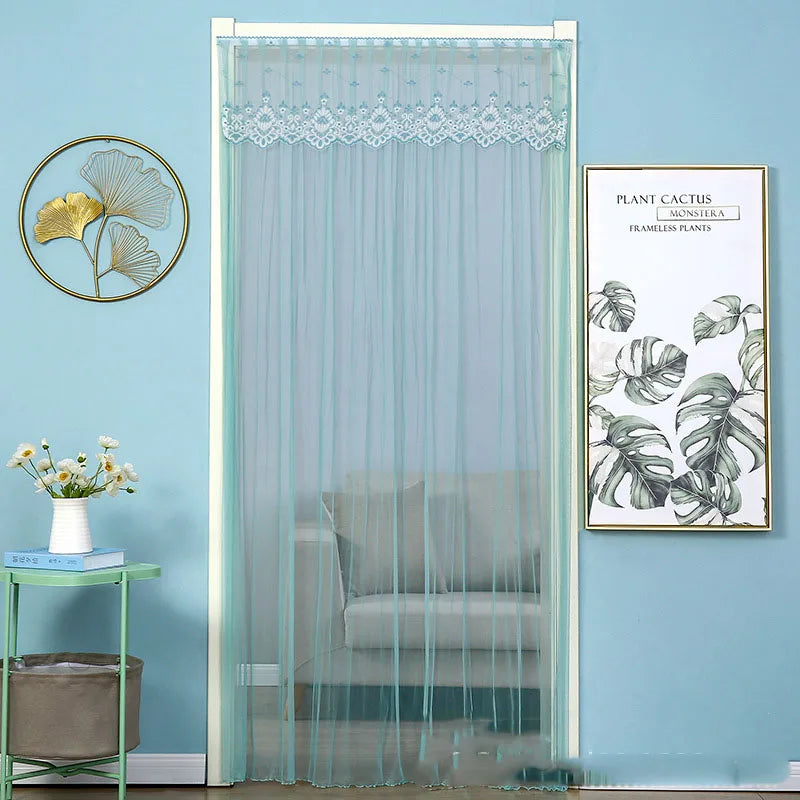 DecorBites™ Lace Embroider Summer Insect Net Door Curtain for Living Room and Bedroom