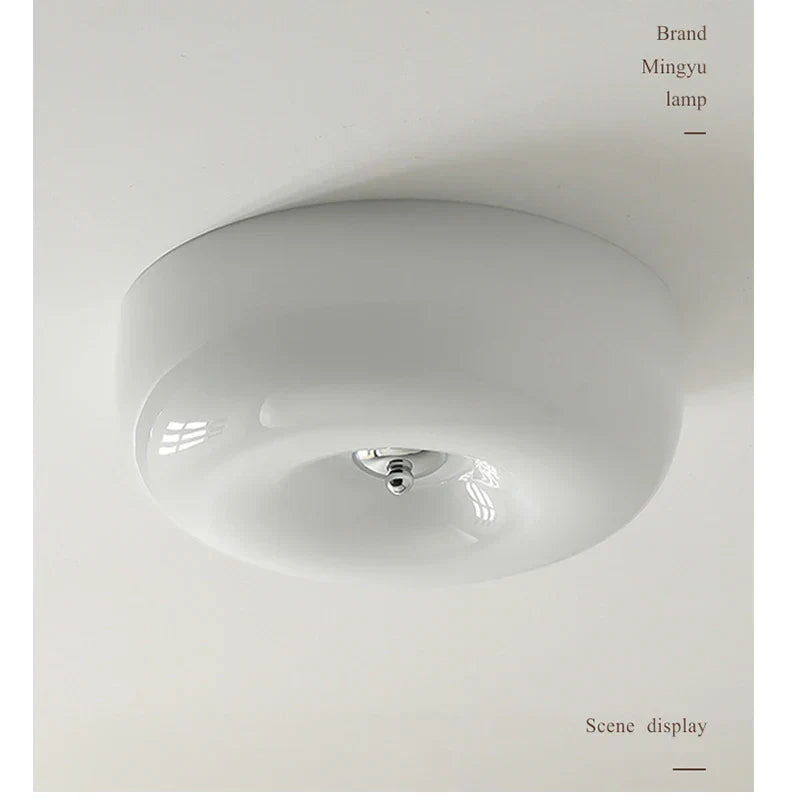 Lámpara de techo DecorBites™ color crema estilo Bauhaus para dormitorio con cristal francés medieval