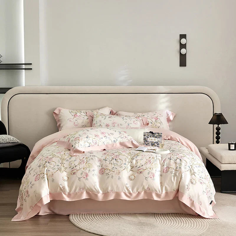 DecorBites™ Eucalyptus Fiber Bedding Set: Duvet Cover, Bed Sheet, Fitted Sheet, Pillowcases