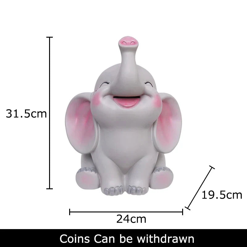 DecorBites™ Elephant Child Savings Jar Piggy Bank Room Decor Resin Sculpture Elephant Ornament