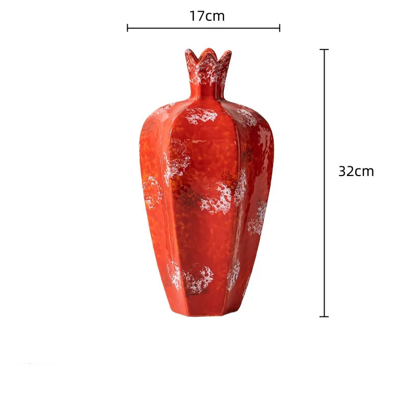 DecorBites™ Handmade Pomegranate Ceramic Vase: Stylish Home Decor & Flower Arrangement Accessory