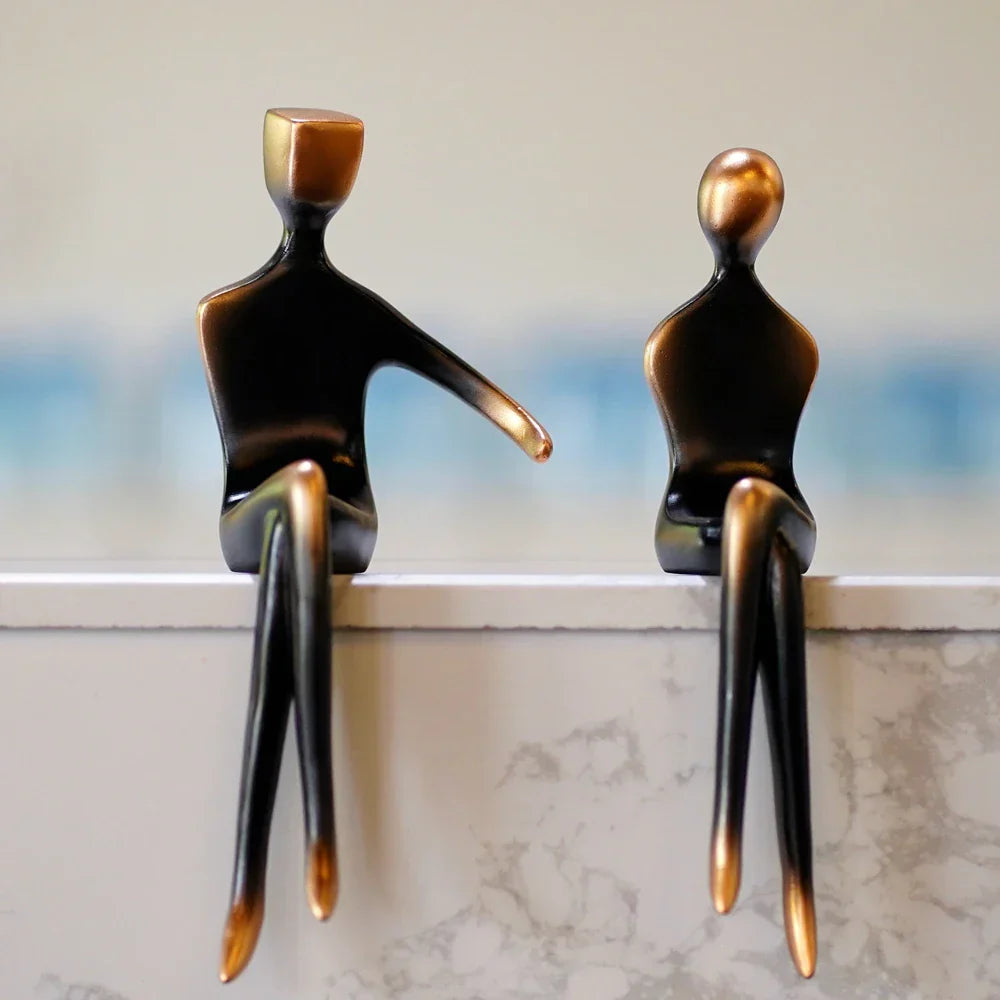 DecorBites™ Elegant Resin Couple Sculptures: Modern Art Statues for Desk Decor & Anniversary Gift