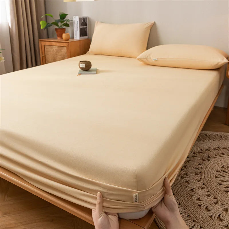 DecorBites™ Coarse Cloth Prue Cotton Queen Fitted Sheet Set with Pillowcases