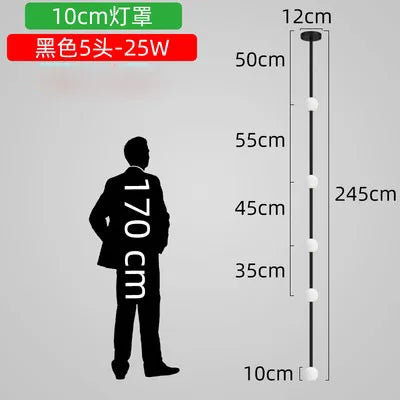 DecorBites™ Linear Glass Art Chandelier | Minimalist Black/Gold | 5/6/7/8 Heads Creative Design