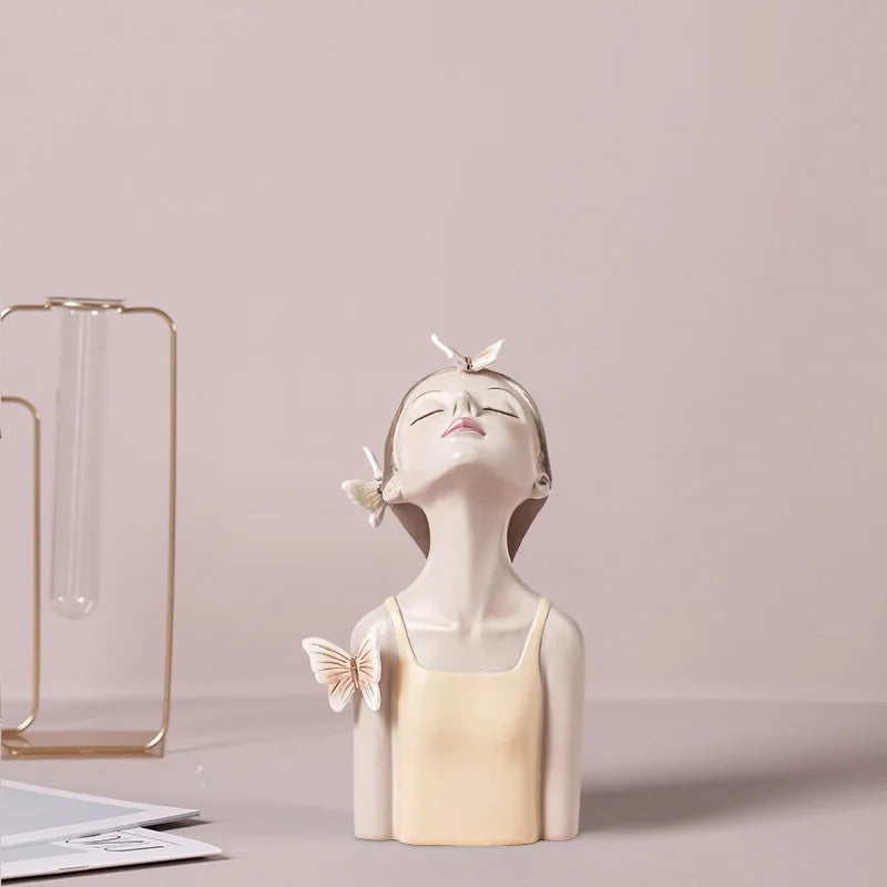 DecorBites™ Butterfly Fairy Resin Figurines with Gold Tray Home Decor Craft