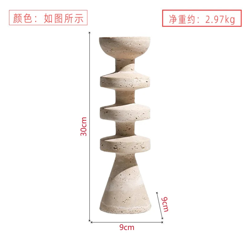 حامل شموع من الرخام الأسود من DecorBites™، حامل شموع من الحجر الأصفر العصري