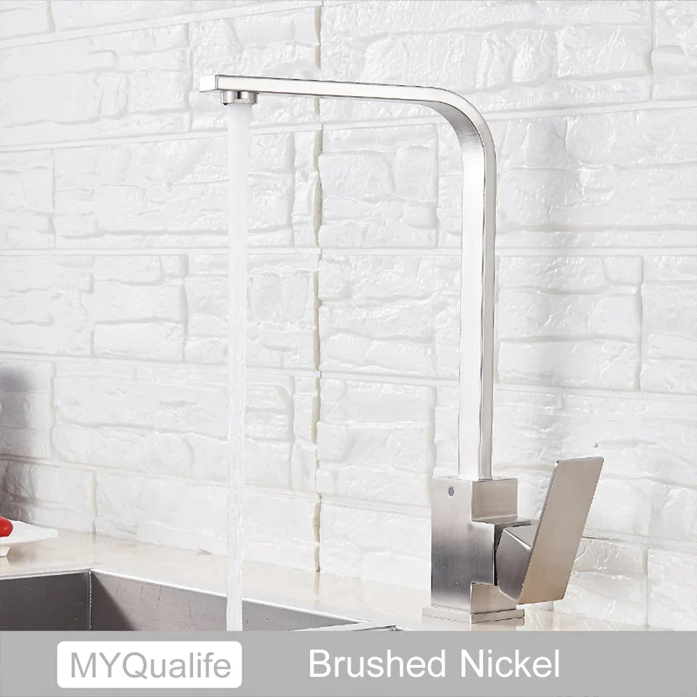 DecorBites™ Kitchen Faucet: Chrome/Gold 360° Rotation Mixer Tap, Deck Mounted Utility Sink