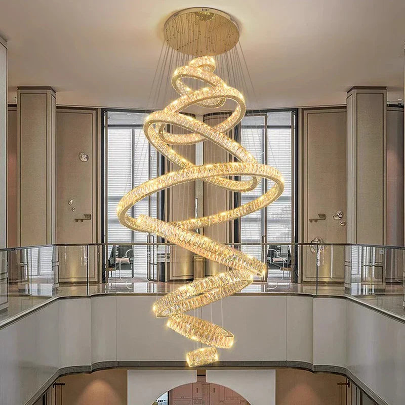 DecorBites™ Crystal Chandelier: Elegant Living Room & Stair Pendant Light