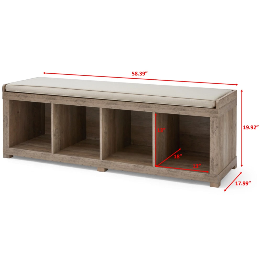 Mattis - 4-Cube Shoe Rack Bench Shoe Cabinet Entryway Shoe Storage Cabinet