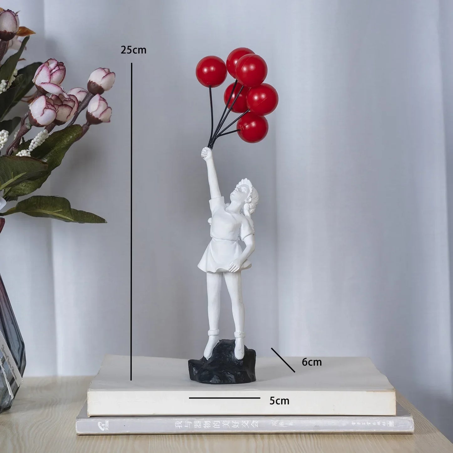 DecorBites™ Flying Love Balloon Girl Sculpture: Abstract Modern Home Office Decor & Gift