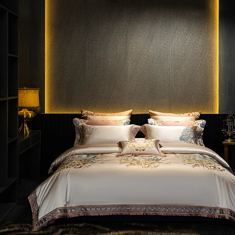 Conjunto de Ropa de Cama de Algodón Bordado en Brocado Luxe™ Decorbites - Estilo Aristocrático Europeo Vintage