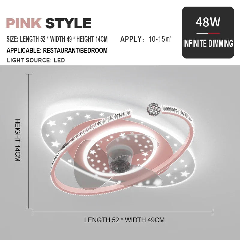 Ventilador de techo con luz DecorBites™ con rotación de 360°: silencioso y elegante para la decoración del hogar.