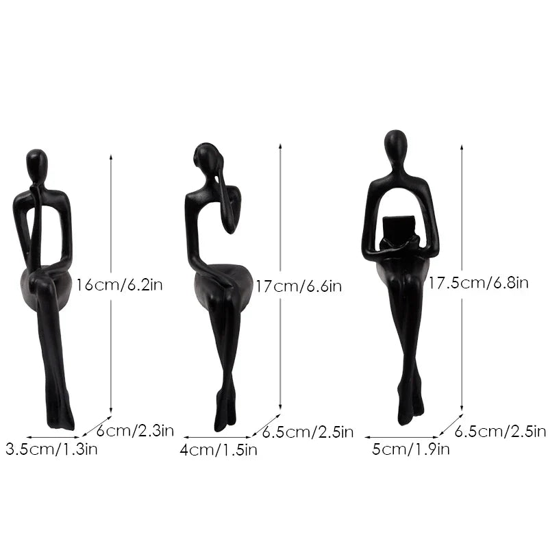 مجموعة من 3 تماثيل تجريدية من DecorBites™ - منحوتات فنية حديثة للمنزل والمكتب