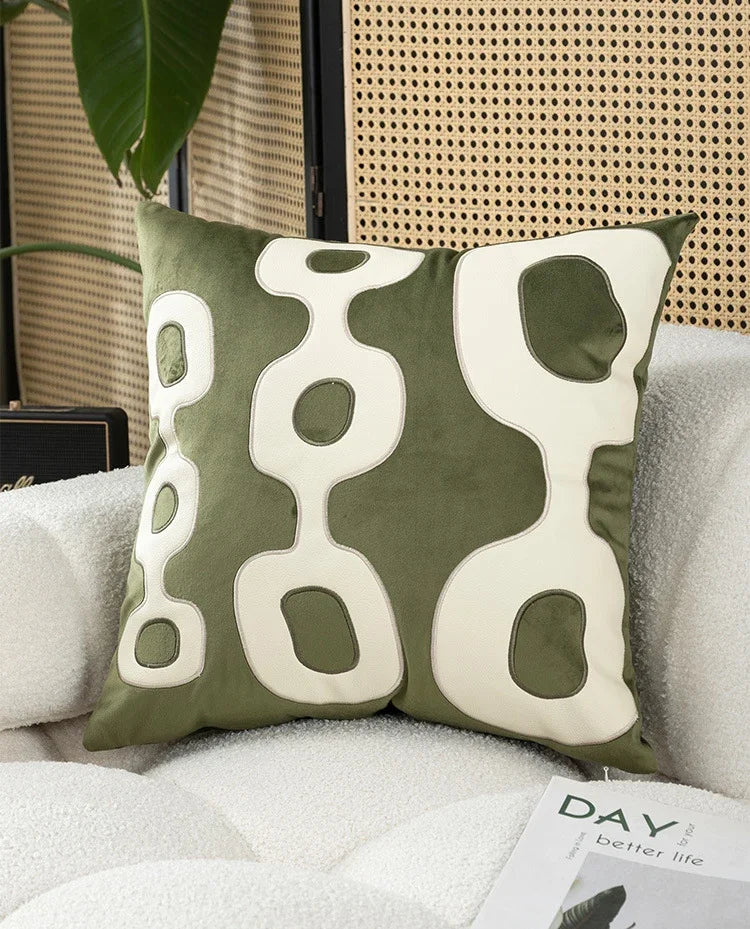 DecorBites™ Embroidered Patchwork Cushion Cover 45*45 for Elegant Living Room Decor