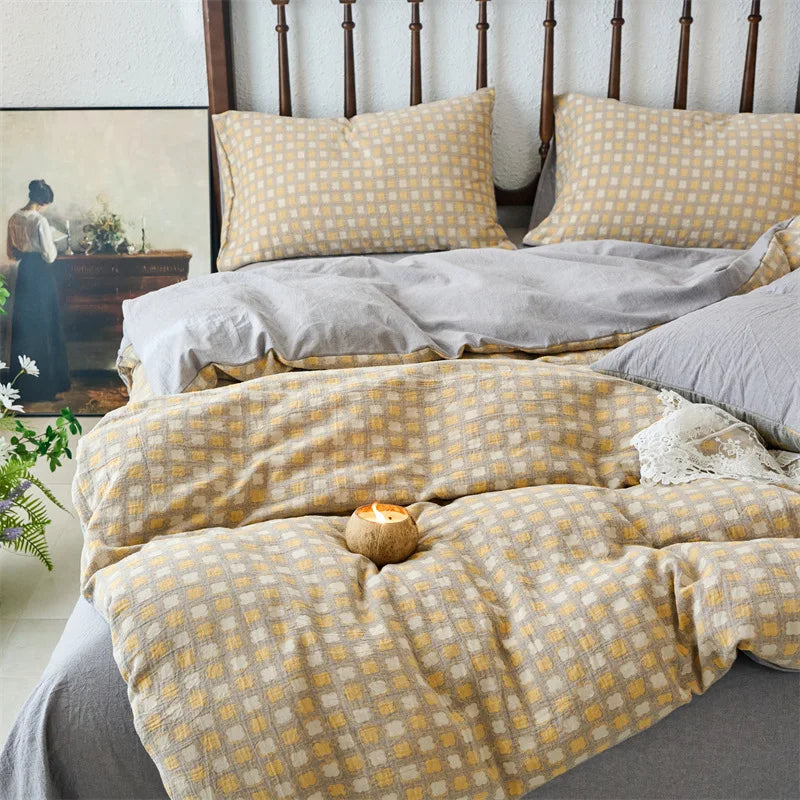 طقم أغطية سرير من قماش الجاكار القطني من DecorBites™ طقم لحاف عتيق مناسب لجميع المواسم