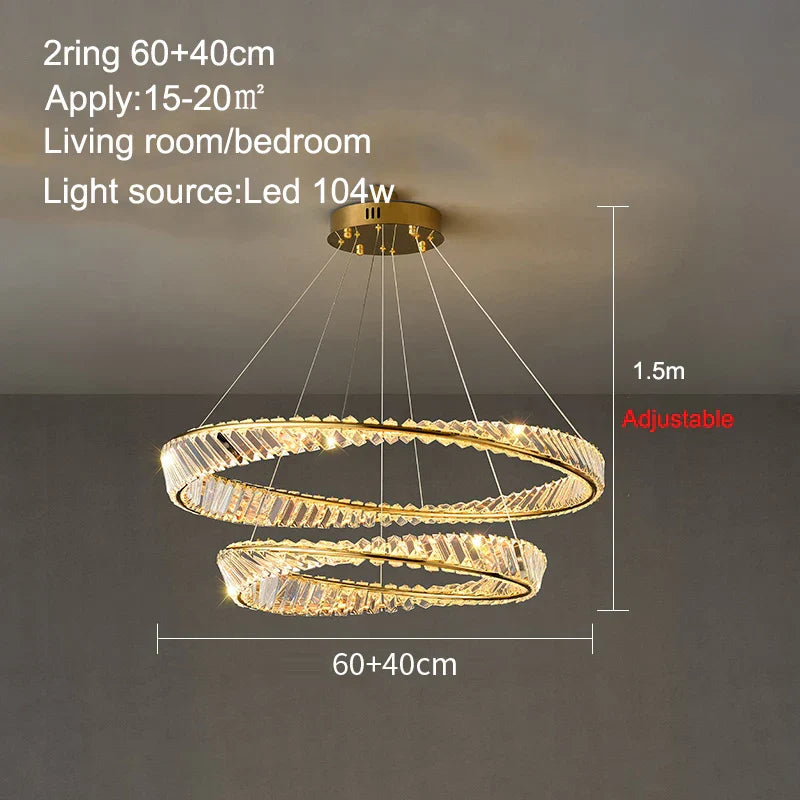 DecorBites™ Crystal Ring Ceiling Lamp - Modern Luxury LED Chandelier for Master Bedroom & Living Room