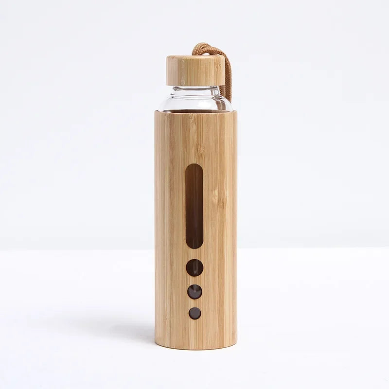 DecorBites™ Bamboo Shell Glass Water Bottle Gym Drinkware Sports Drinking Bottle