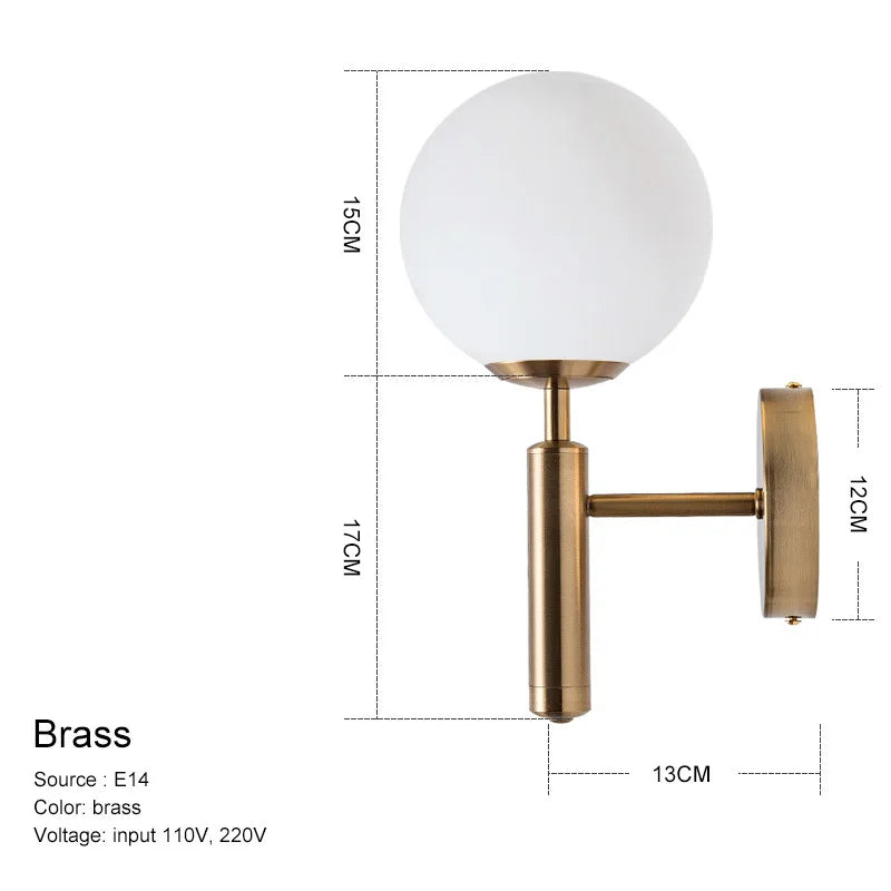 ديكور بايتس™ - مصابيح حائط على شكل كرة زجاجية لديكور غرفة النوم وغرفة المعيشة