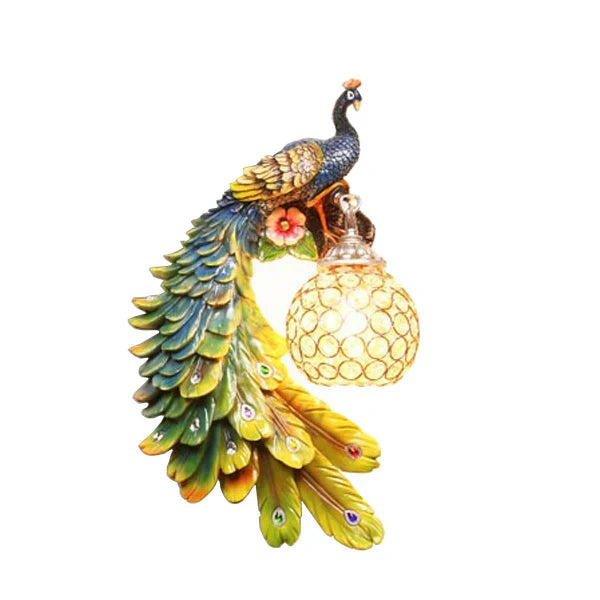 DecorBites™ Gold Peacock Crystal Wall Lamp: Elegant Nordic LED Light for Aisle & Walls