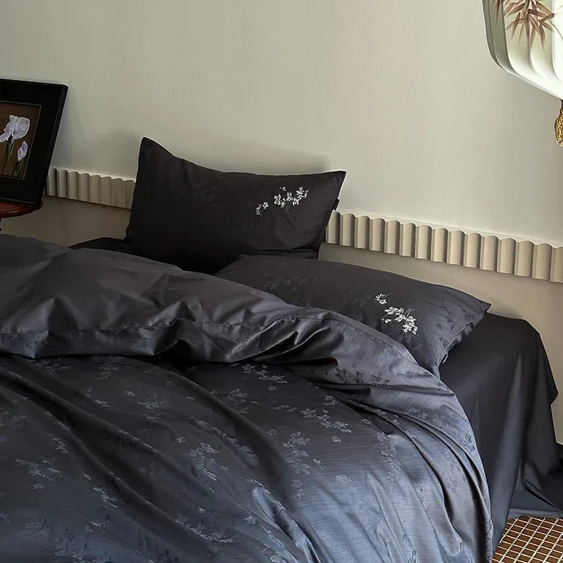 DecorBites™ Chinese Style 100% Cotton Jacquard Duvet Cover Set - Luxury Queen Bedding