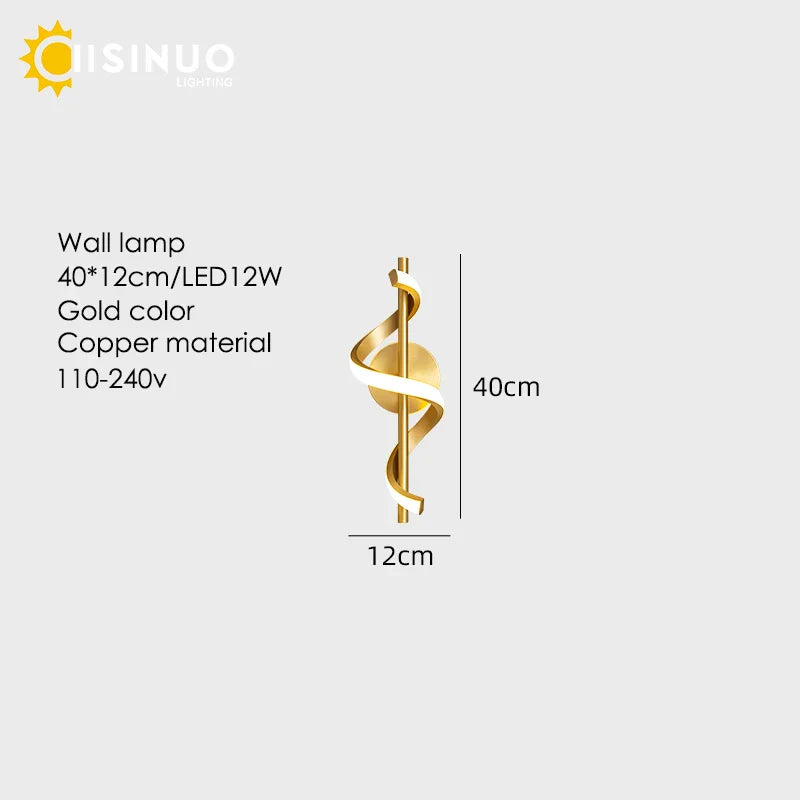 DecorBites™ Gold Copper LED Wall Sconce for Bedroom Living Room Hallway