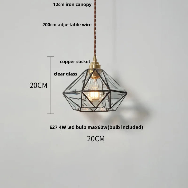 DecorBites™ Glass LED Pendant Lamp: Handmade Japanese Style Adjustable Hanging Light Fixtures