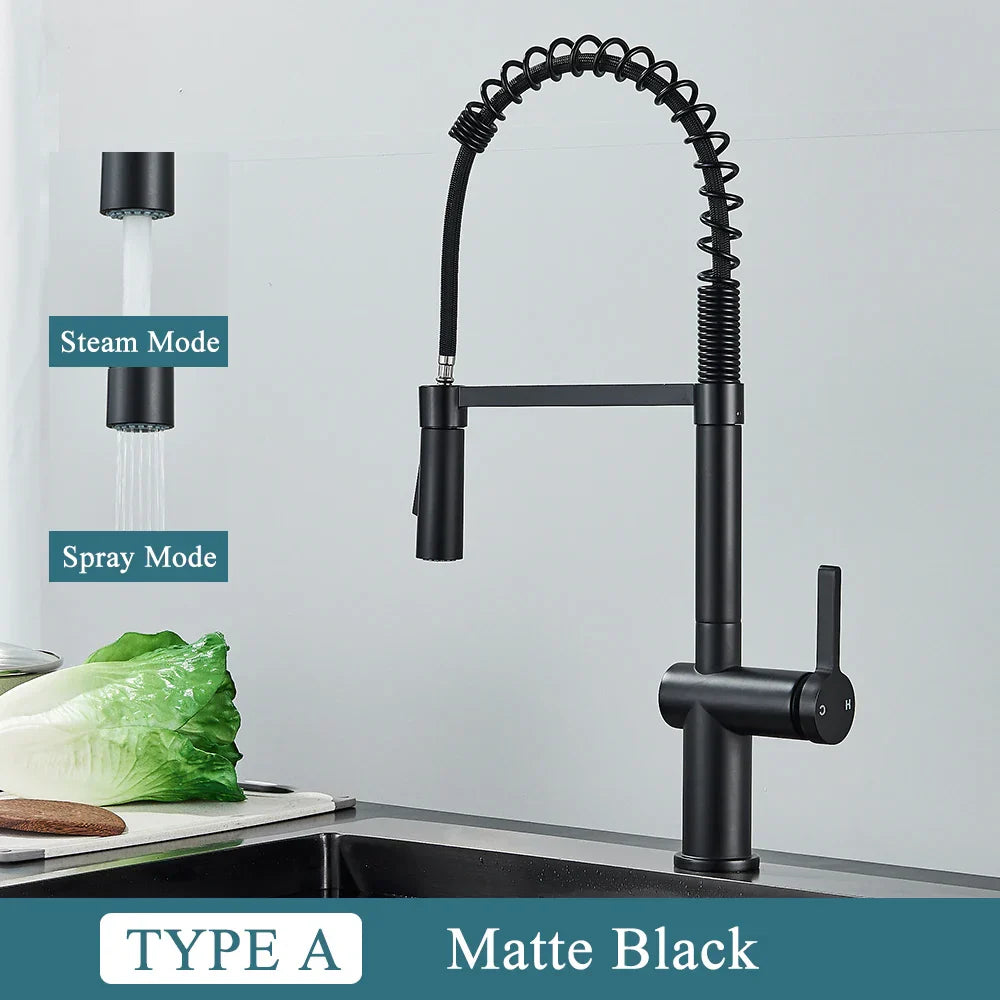 DecorBites™ Brass Kitchen Sink Faucet with Dual Stream Sprayer Nozzle, Hot Cold Water Mixer Tap