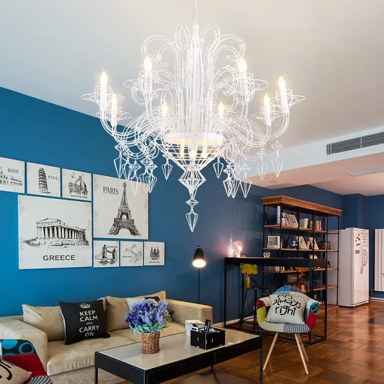 DecorBites™ Baroque Black Candle Chandelier Pendant Lamp for Bedroom, Living Room & Restaurant