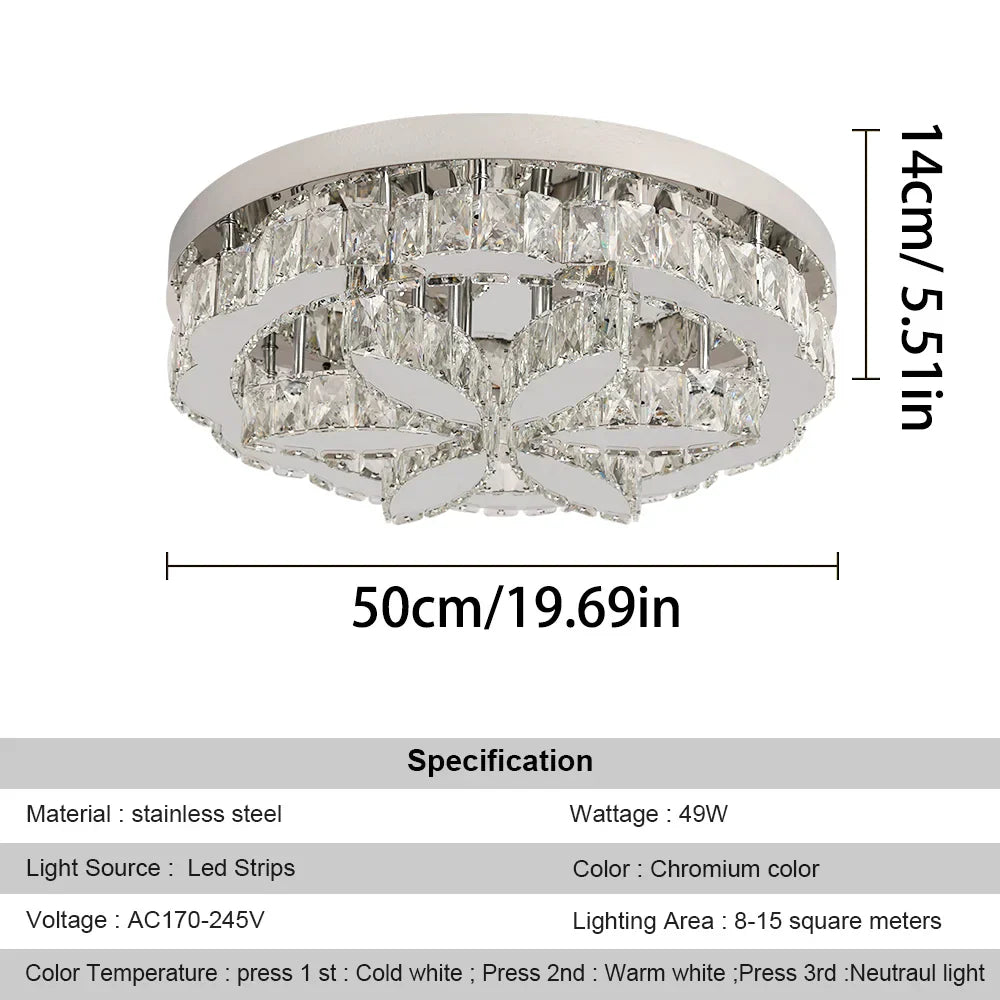 DecorBites™ Crystal Ceiling Chandelier: Modern LED Light with RC Dimming for Luxe Home Decor