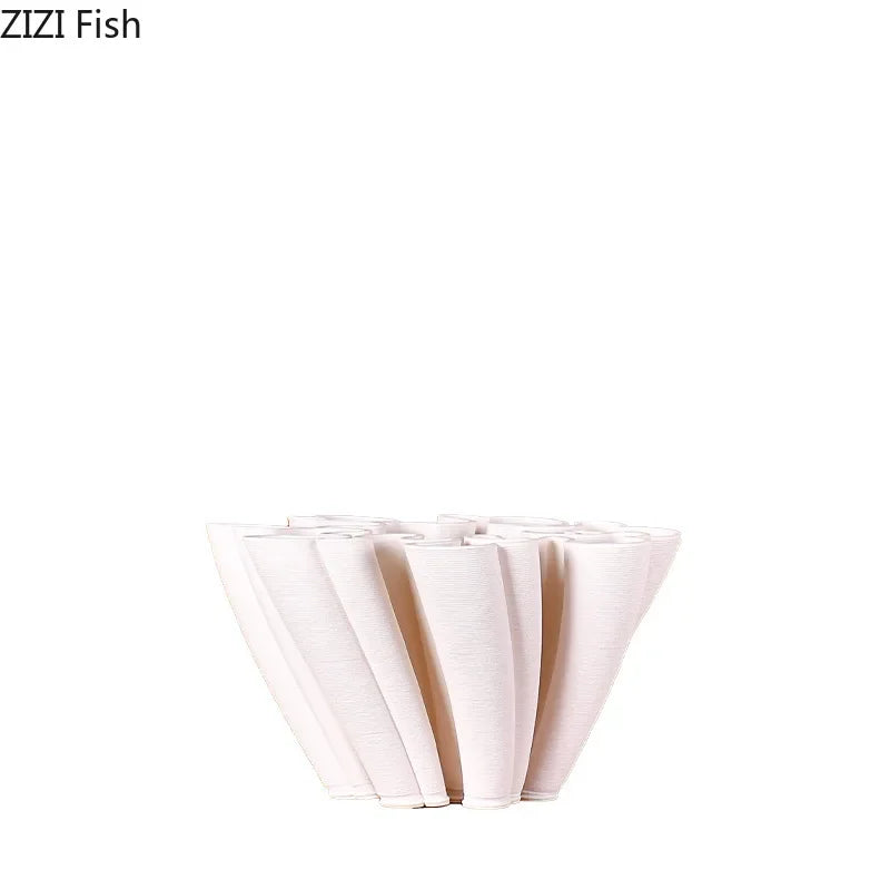 DecorBites™ Ceramic Vase Plant Pots White Porcelain Floral Desk Decor Crafts Flower Pots