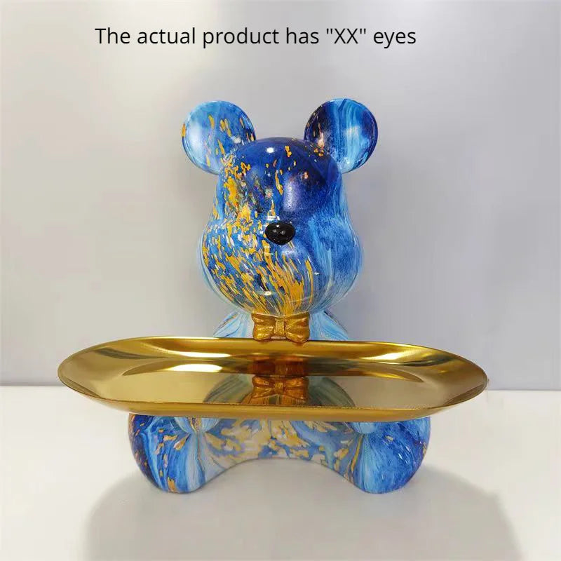 ديكوربايتس™ تمثال دب جرافيتي: تمثال حيوان عصري ورف تخزين للمفاتيح