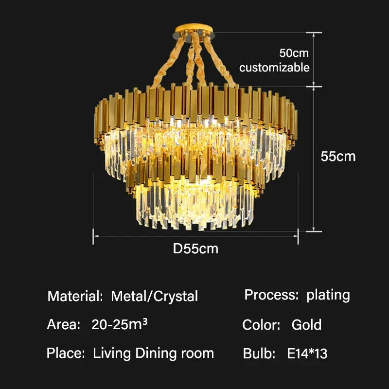 DecorBites™ Crystal Oval Ceiling Chandelier LED Lights Bedroom Living Room Lighting