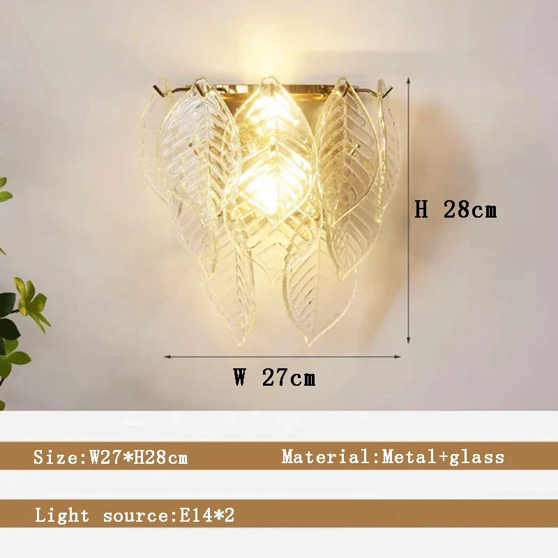 DecorBites™ Leaf Glass Chandelier Pendant Light Luxury Dining Room Ceiling Fixture