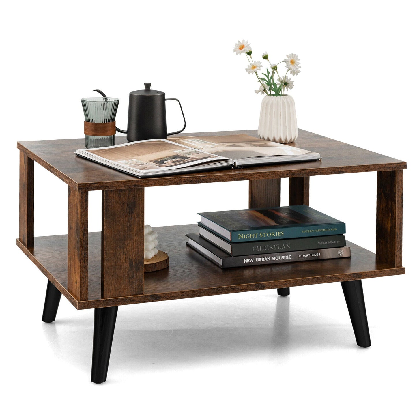 Lovisa - Wood Coffee Table with Storage Square Coffee Table with Storage
