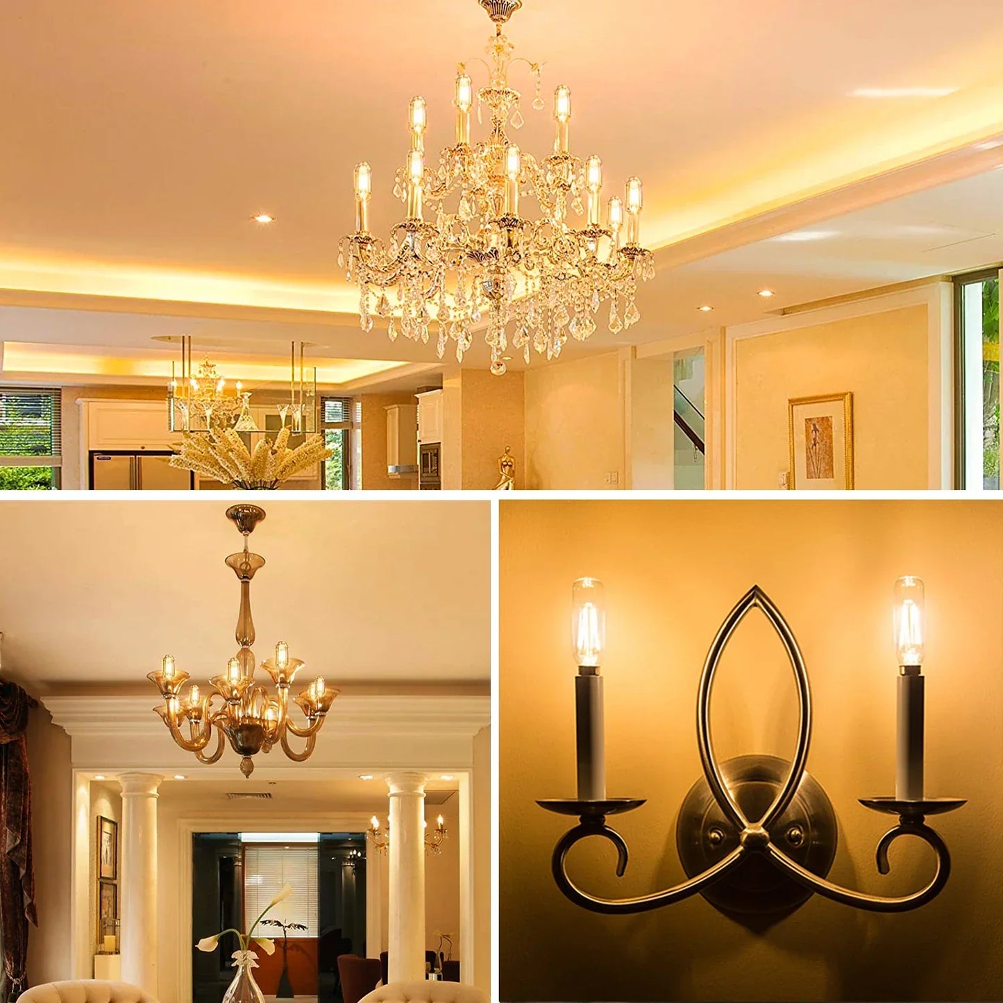 DecorBites™ Gold Tint Tubular LED Bulb E12 E14 Candelabra Dimmable 4W T25 T6